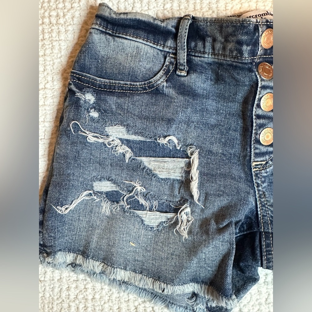 Abercrombie & Fitch Button fly denim shorts size 11/12 Girls - Picture 5 of 9
